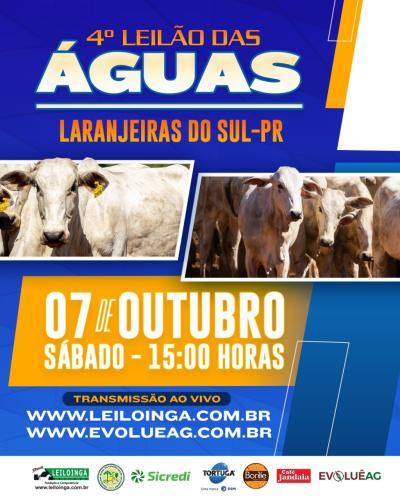 Hoje (07/10)  tem LeilÃ£o de Gado de Corte da Sociedade Rural de Laranjeiras do Sul 
